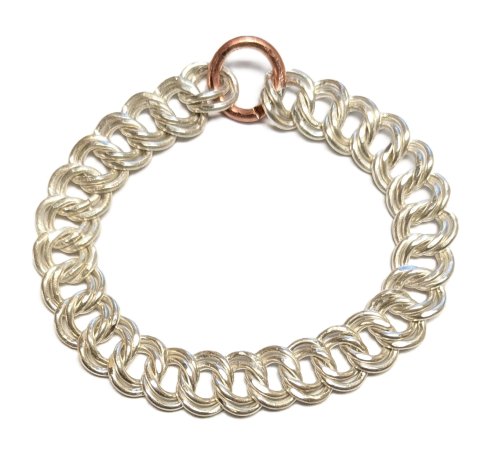Judy Larson's Double Link Chain - , Chain Maille Jewelry, Making Chain, Chain Making , Butane Torch, Soldering, Solder, Chain Maille, chain mail, chainmaille, chainmail, , Pickling and soap rolling give it a slight satin finish.
